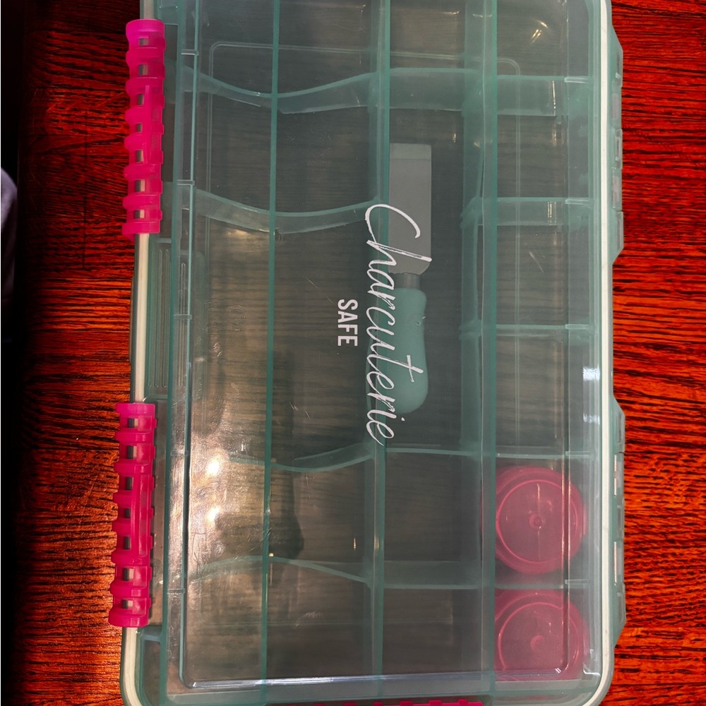 Charcuterie Safe Storage Box - Clear with Pink Accents